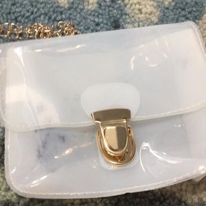 White transparent mini cross shoulder bag